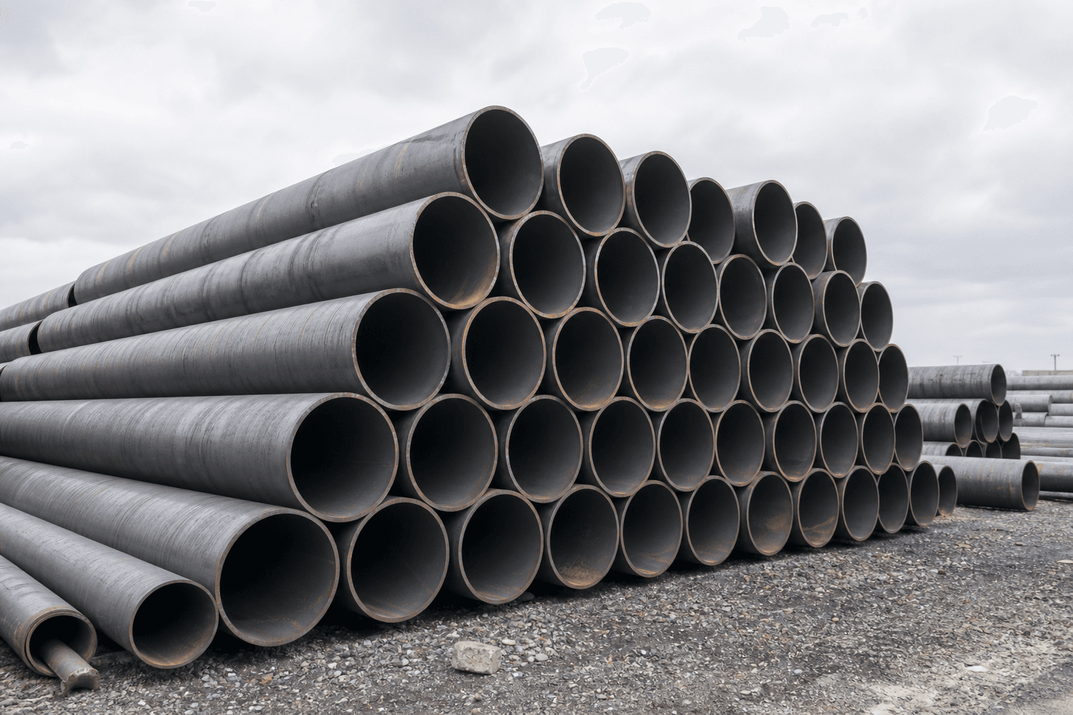 Steel pipes at an industrial facility